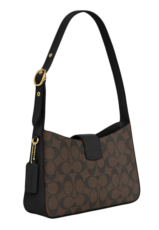 Coach Eliza Shoulder Bag In Signature Canvas - Dark Brown