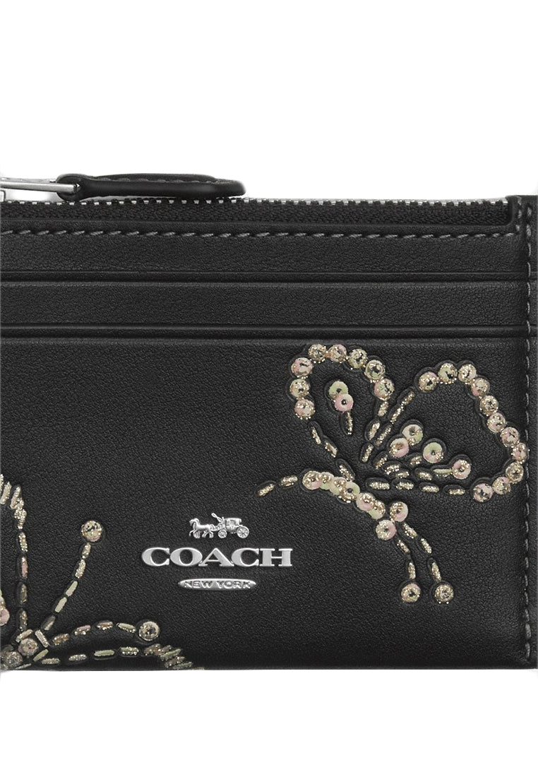 Coach Mini Skiny ID Case With Butterfly Print - Black