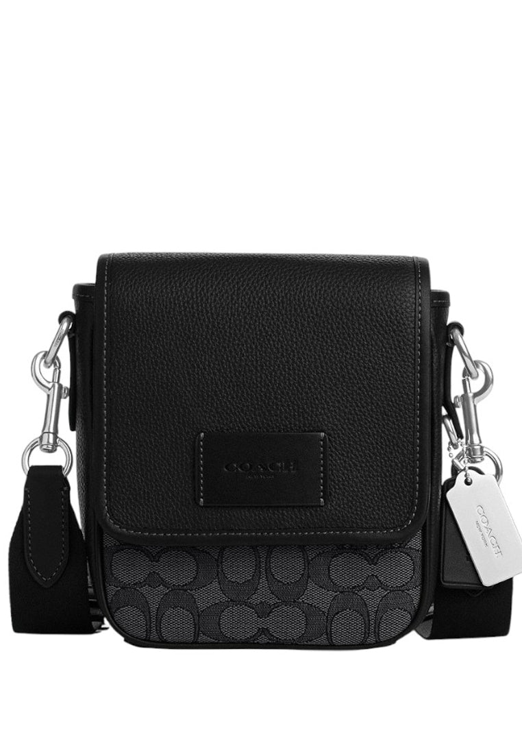 Coach Mens Lucas Crossbody Bag In Signature Jacquard - Black