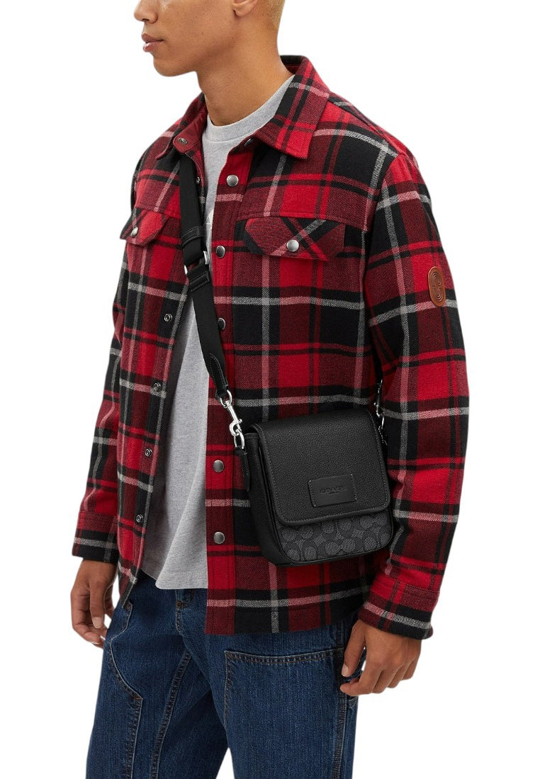 Coach Mens Lucas Crossbody Bag In Signature Jacquard - Black