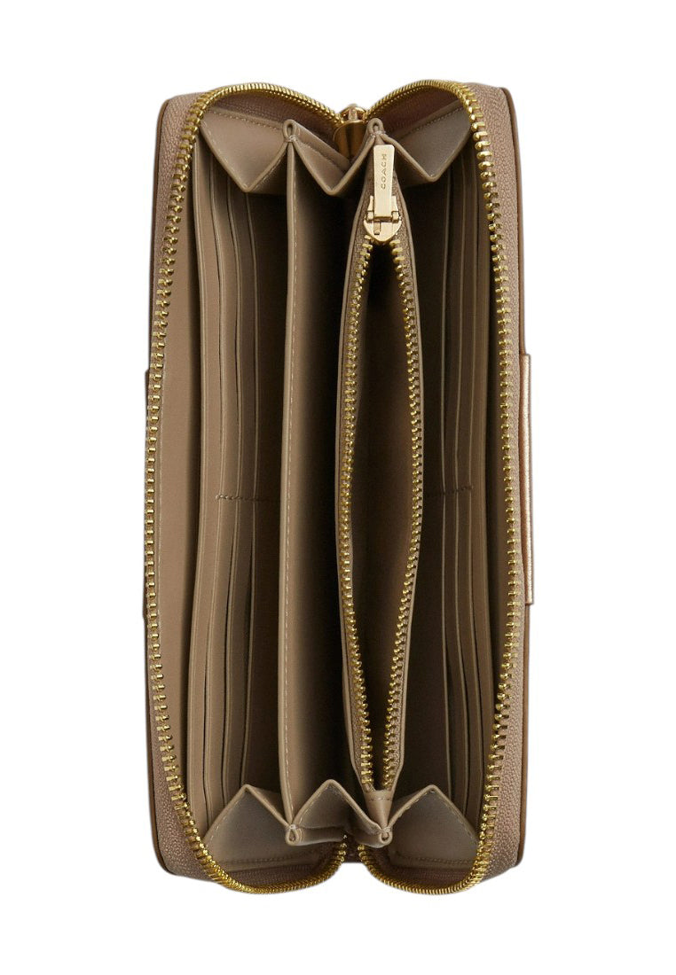 Coach Boxed Long Zip Around Wallet Signature Canvas - Tan/Light Champagne