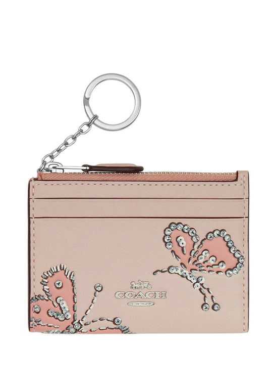 Coach Mini Skiny ID Case With Butterfly Print - Pink/Multi