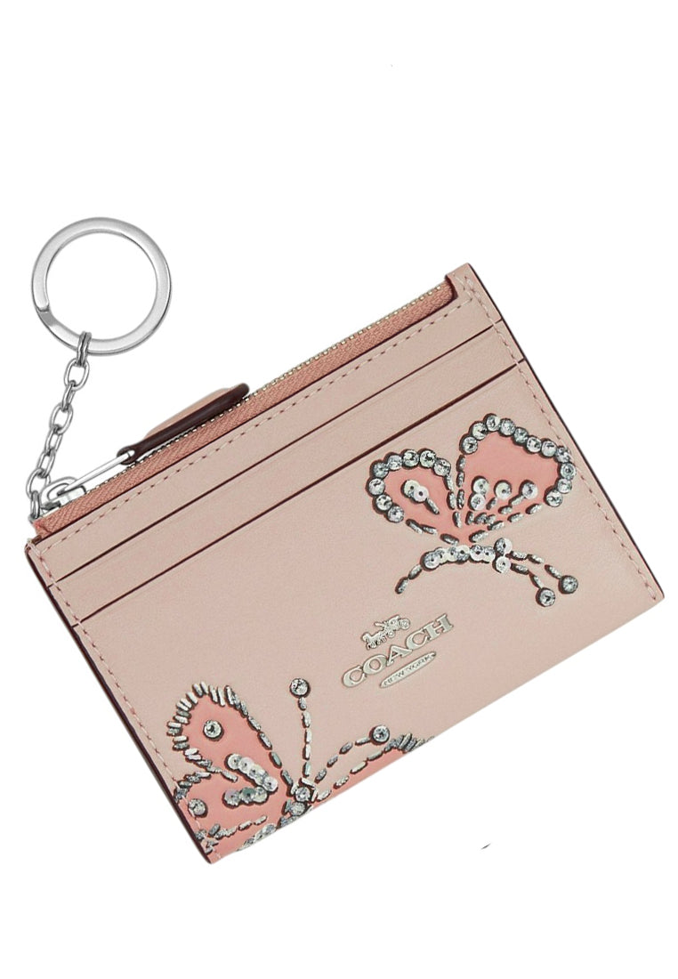 Coach Mini Skiny ID Case With Butterfly Print - Pink/Multi