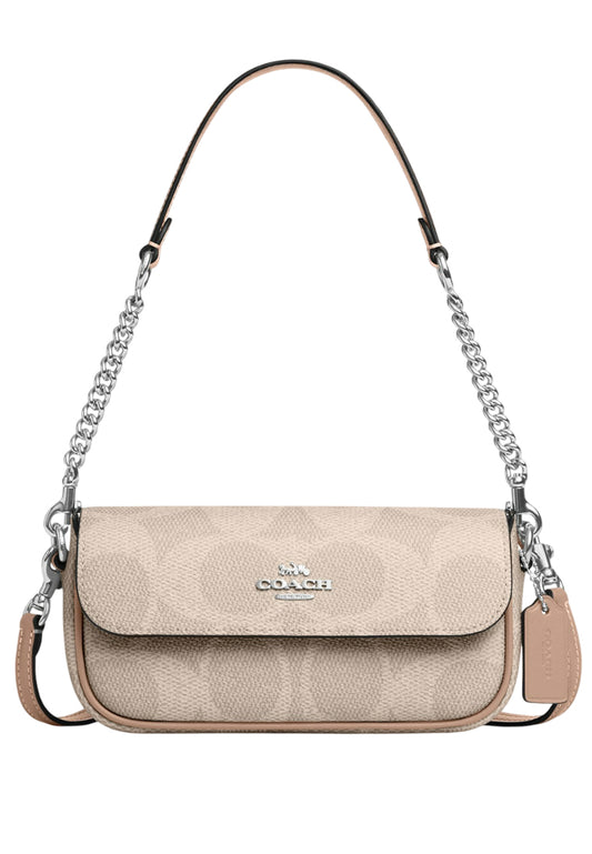 Coach Hailey Flap Bag In Signature Canvas - Sand/Taupe