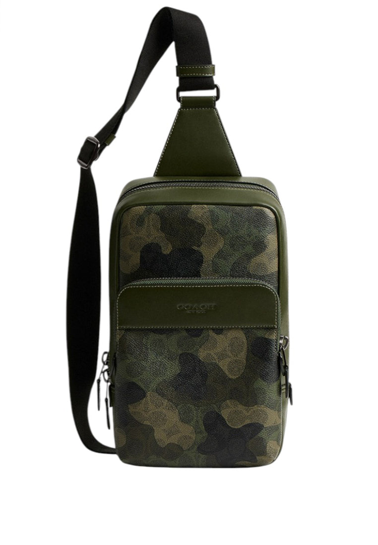 Coach Mens Gotham Pack In Signature Camo Print - Green/Multi