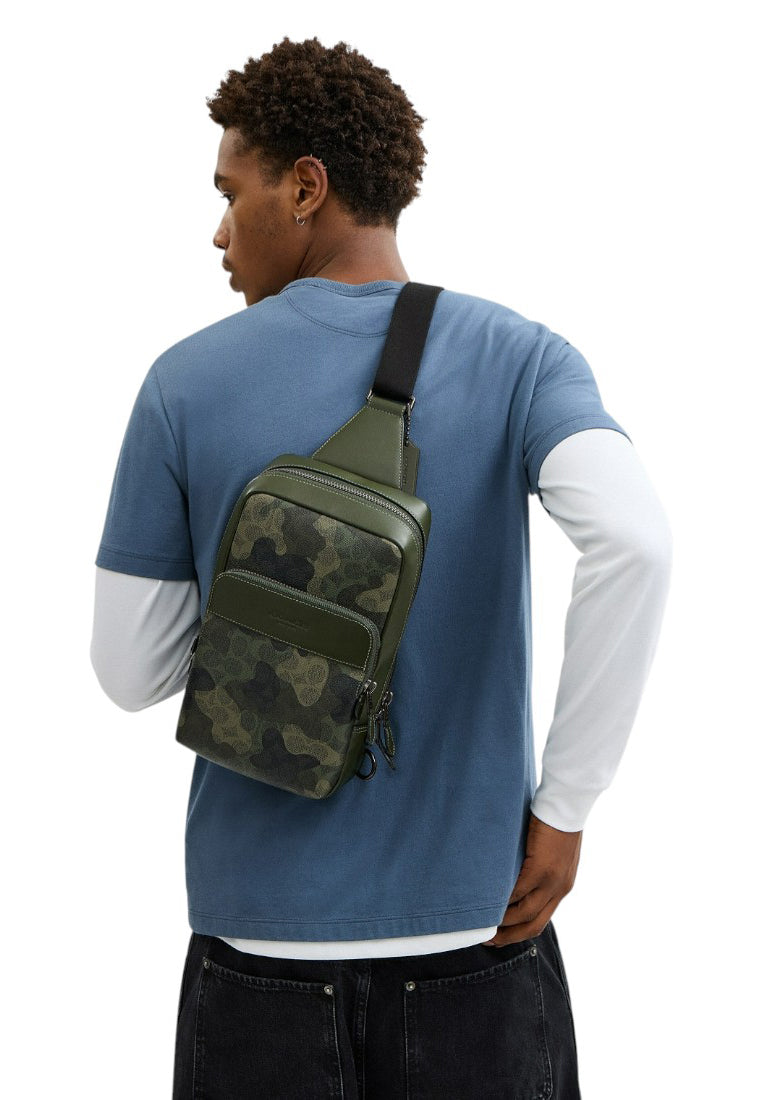 Coach Mens Gotham Pack In Signature Camo Print - Green/Multi