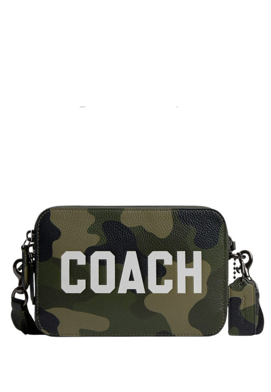 Coach Mens Charter Crossbody 19 With Camo Print And Coach Graphic - Green/Multi