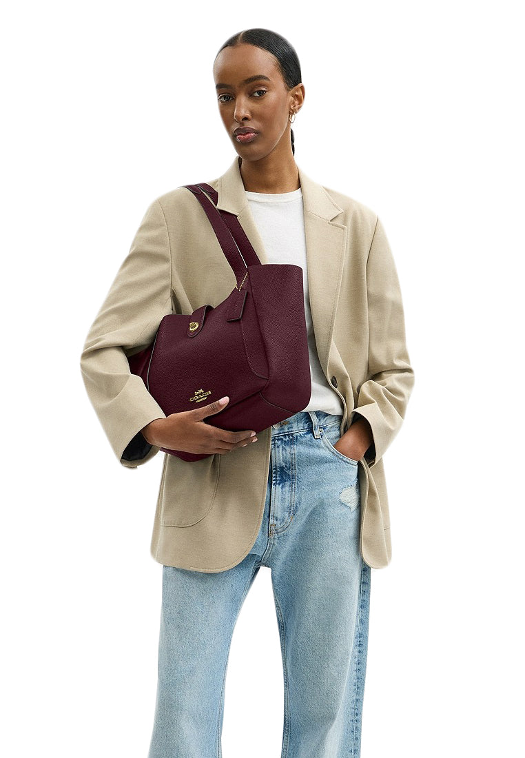 Coach Hadley Turnlock Tote Bag - Dark Wine