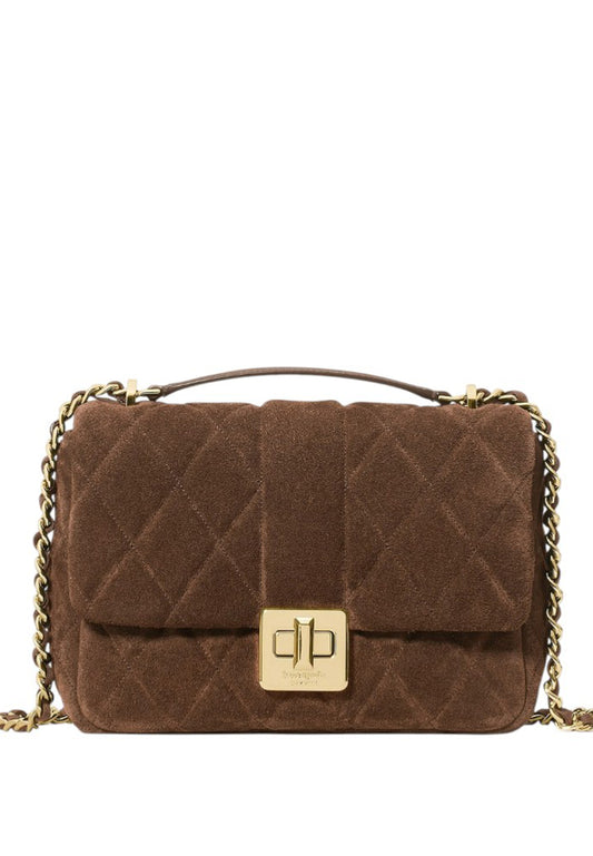 Kate Spade Carey Quilted Suede Small Flap Crossbody - Hot Fudge