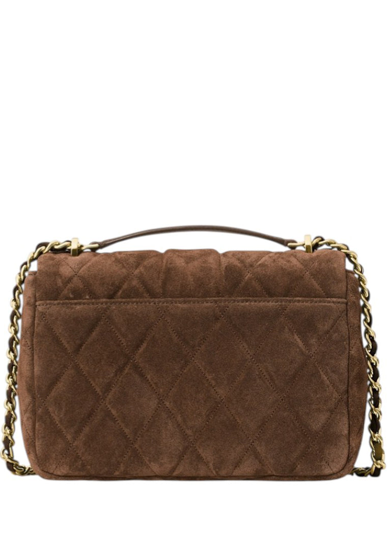 Kate Spade Carey Quilted Suede Small Flap Crossbody - Hot Fudge