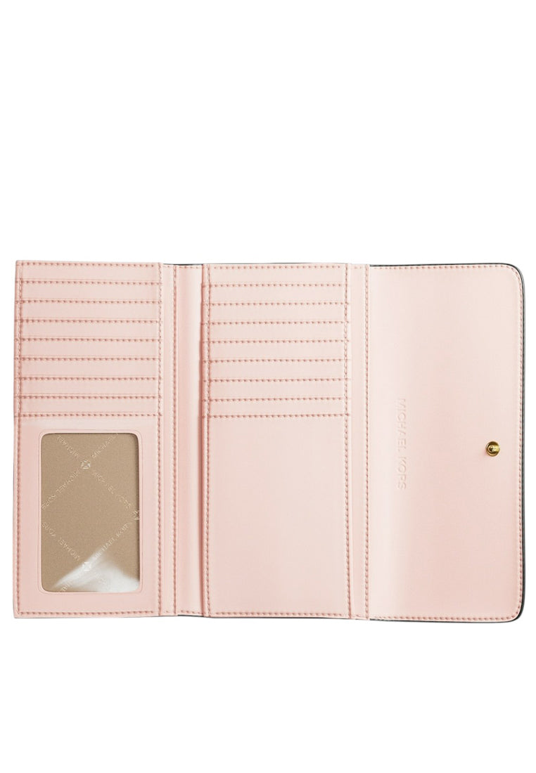 Michael Kors Jet Set Travel Large Trifold Wallet in Signature - Powder Blush Multi