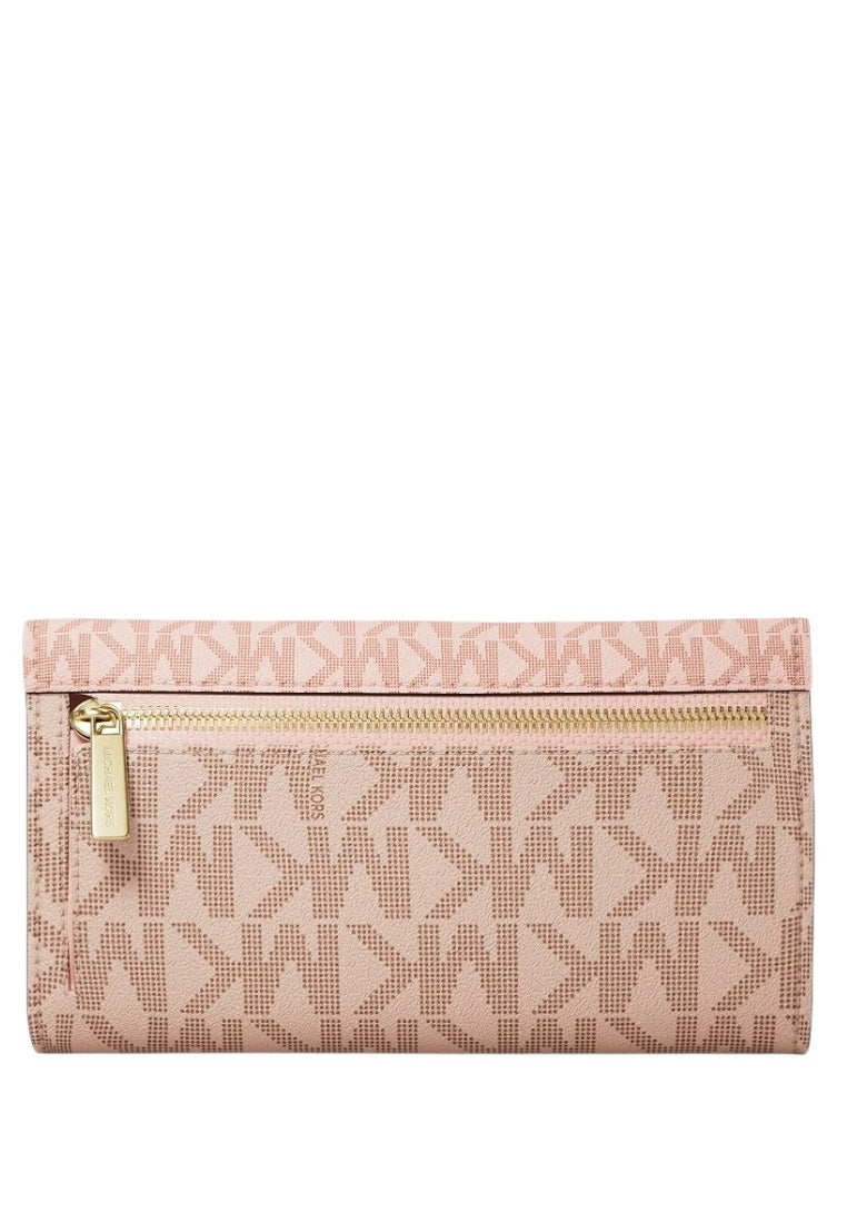 Michael Kors Jet Set Travel Large Trifold Wallet in Signature - Powder Blush Multi