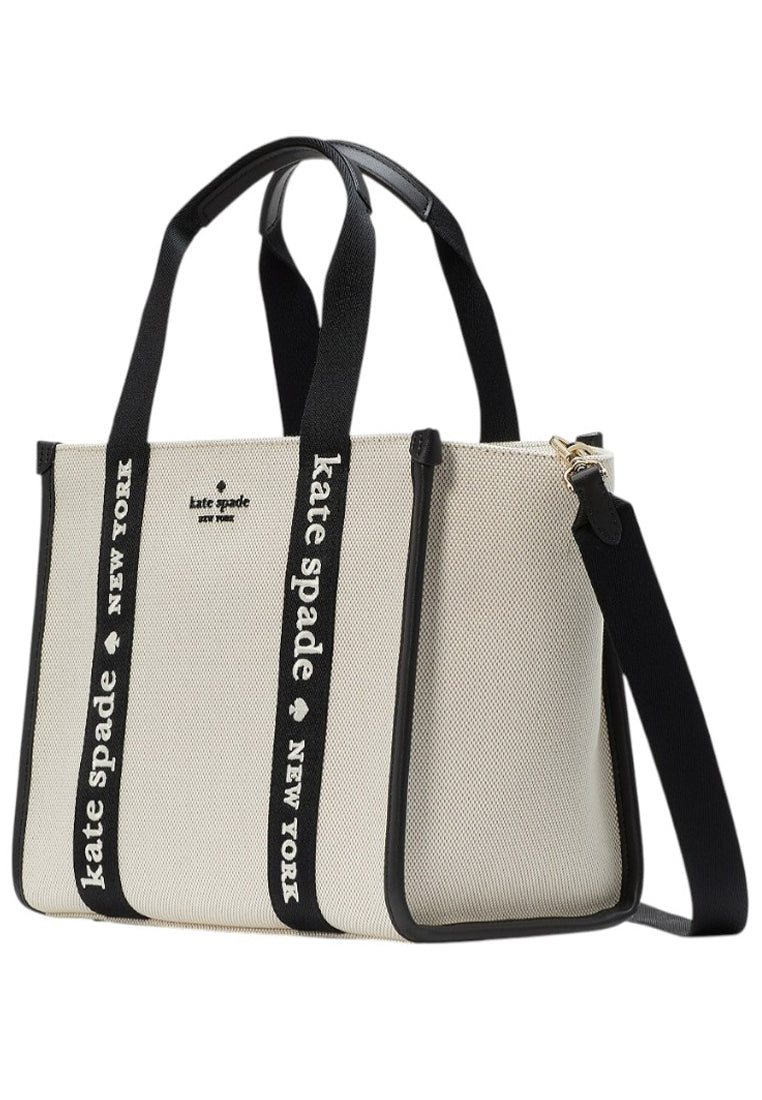 Kate Spade Kip Canvas Small Tote Bag - Natural/Black