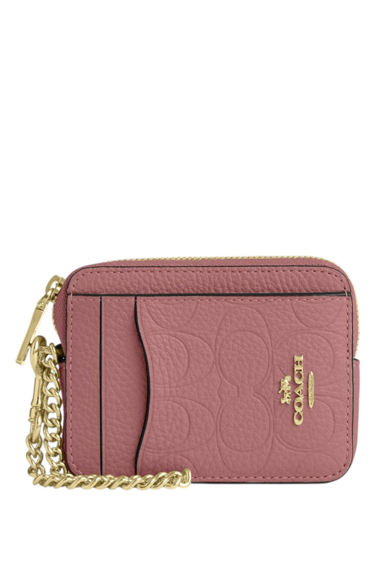 Coach Zip Card Case In Signature Leather - Peony