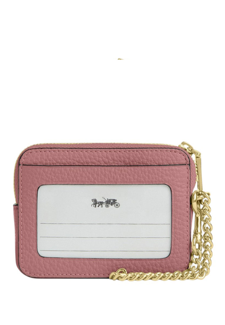 Coach Zip Card Case In Signature Leather - Peony