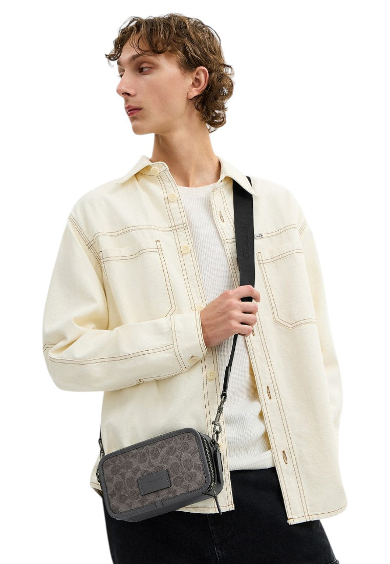 Coach Mens Wyatt Crossbody Bag In Signature Canvas - Grey/Charcoal