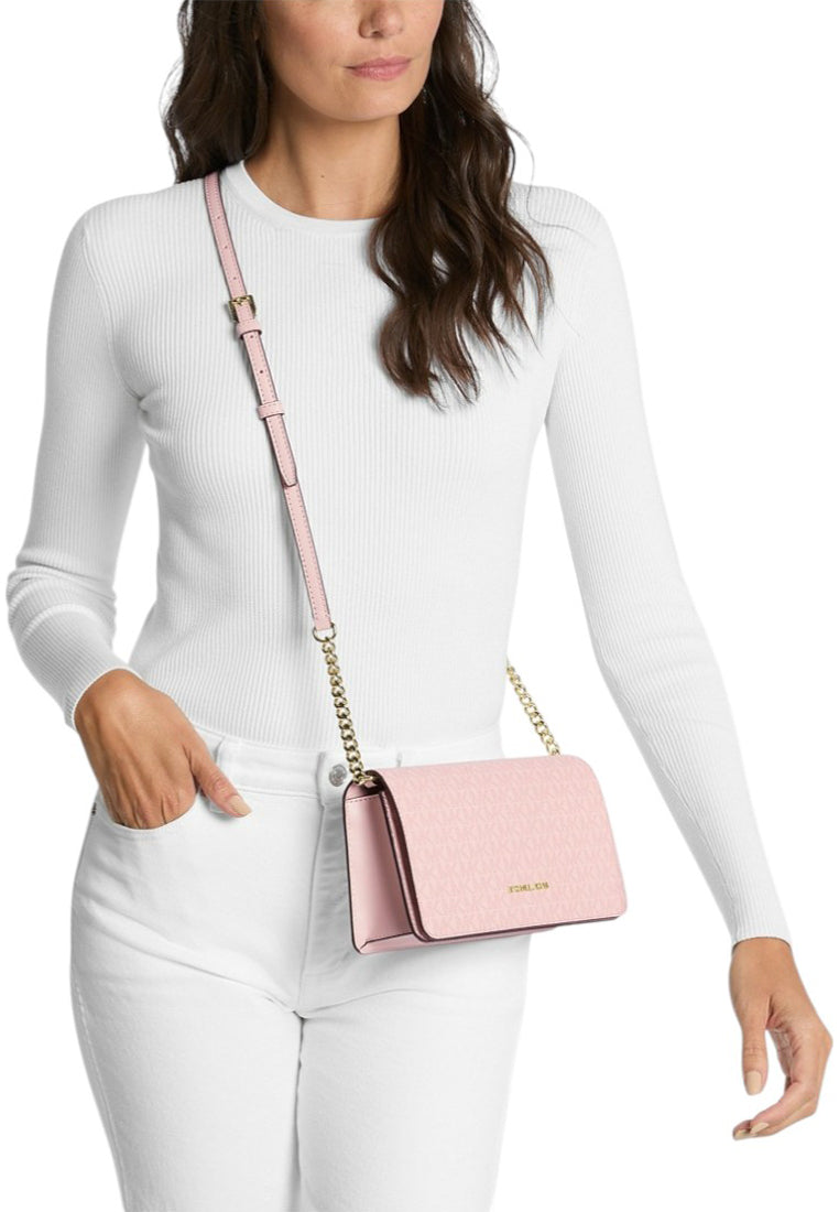 Michael Kors Jet Set Medium Signature Logo Crossbody Bag - Powder Blush