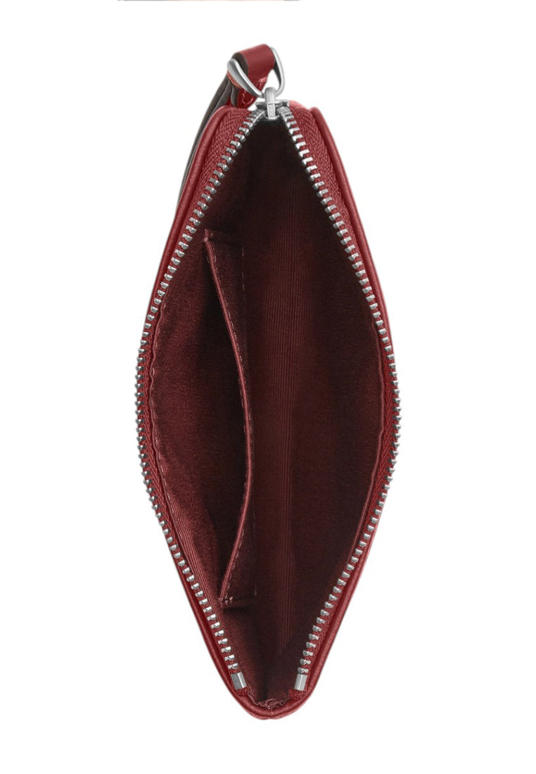 Coach Corner Zip Wristlet In Signature Denim - True Red