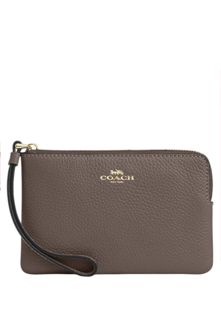 Coach Corner Zip Wristlet - Dark Stone