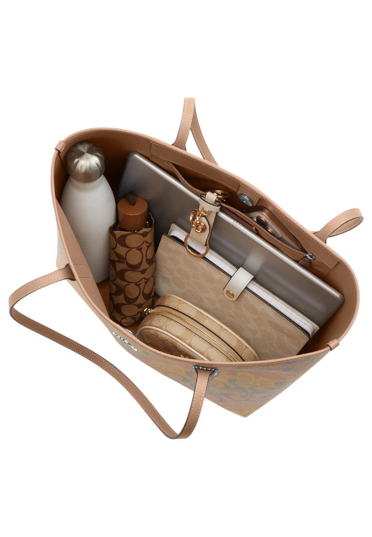 Coach City Tote Bag In Rainbow Signature Canvas - Sand/Multi