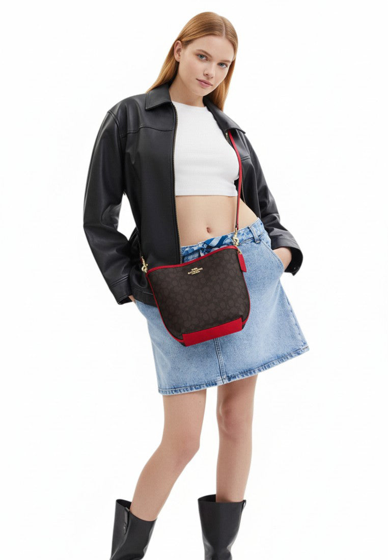 Coach City Bucket Bag In Signature Canvas - Walnut/Red