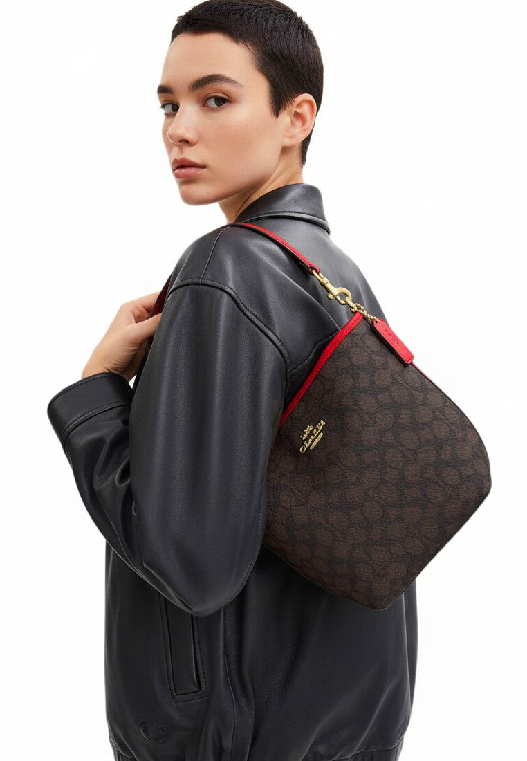 Coach City Bucket Bag In Signature Canvas - Walnut/Red