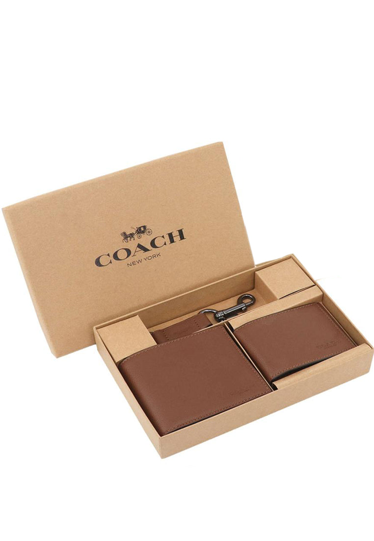 Coach Mens Boxed 3-In-1 Wallet Gift Set - Brown