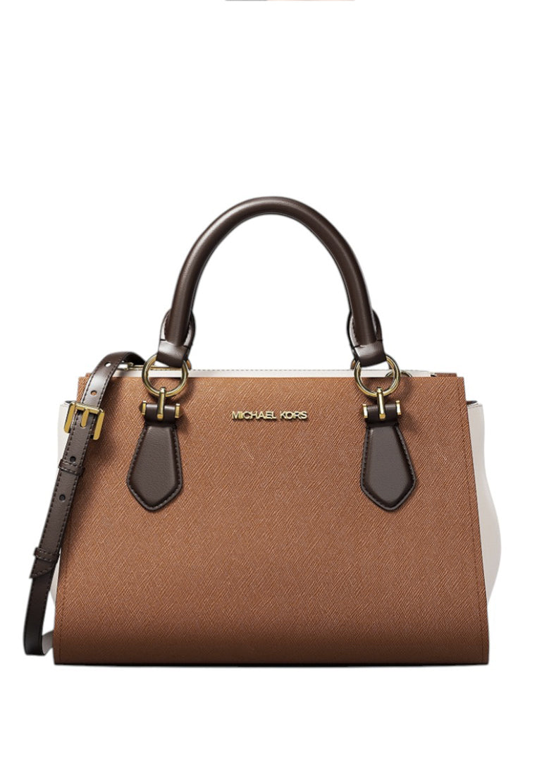Michael Kors Marilyn Small Color-Block Saffiano Leather Messenger Bag - Brown