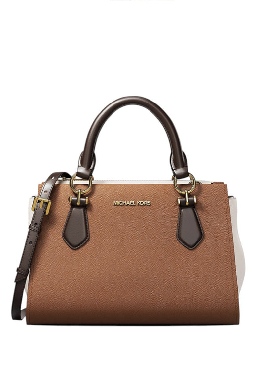 Michael Kors Marilyn Small Color-Block Saffiano Leather Messenger Bag - Brown