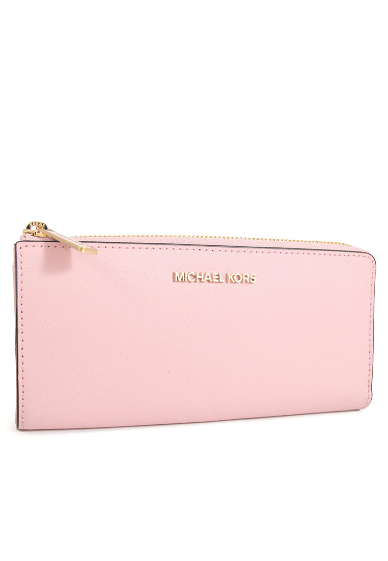 Michael Kors Jet Set Travel Large Saffiano Leather Quarter Zip Wallet - Powder Blush