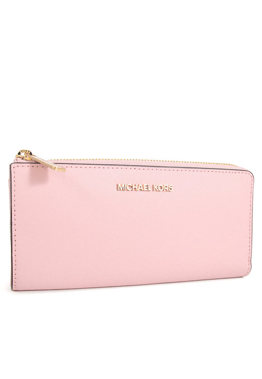 Michael Kors Jet Set Travel Large Saffiano Leather Quarter Zip Wallet - Powder Blush