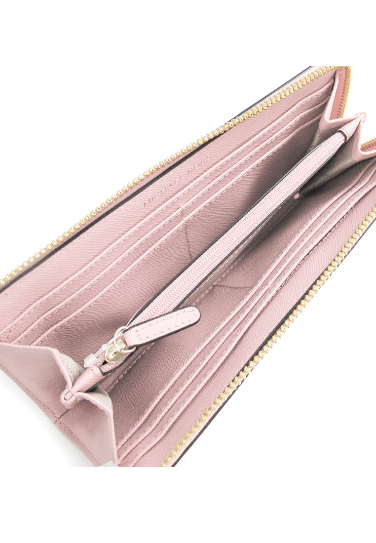 Michael Kors Jet Set Travel Large Saffiano Leather Quarter Zip Wallet - Powder Blush