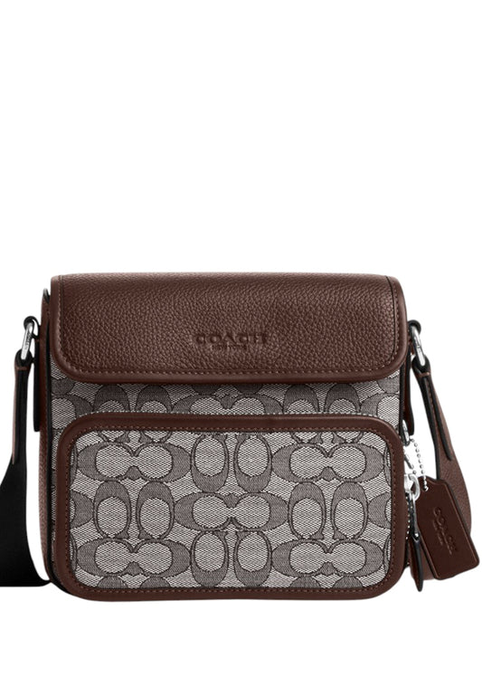 Coach Mens Sullivan Flap Crossbody Bag In Signature Jacquard - Oak Maple