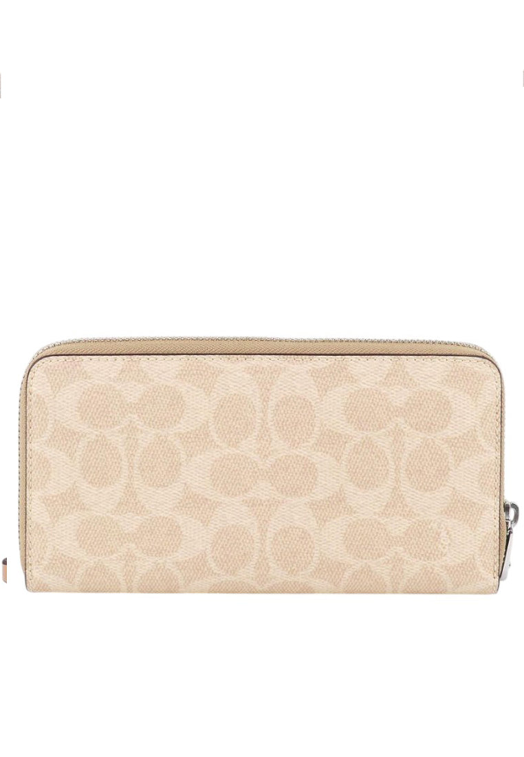 Coach Long Zip Around Wallet In Signature Canvas - Sand/Taupe