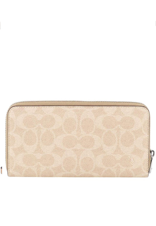 Coach Long Zip Around Wallet In Signature Canvas - Sand/Taupe
