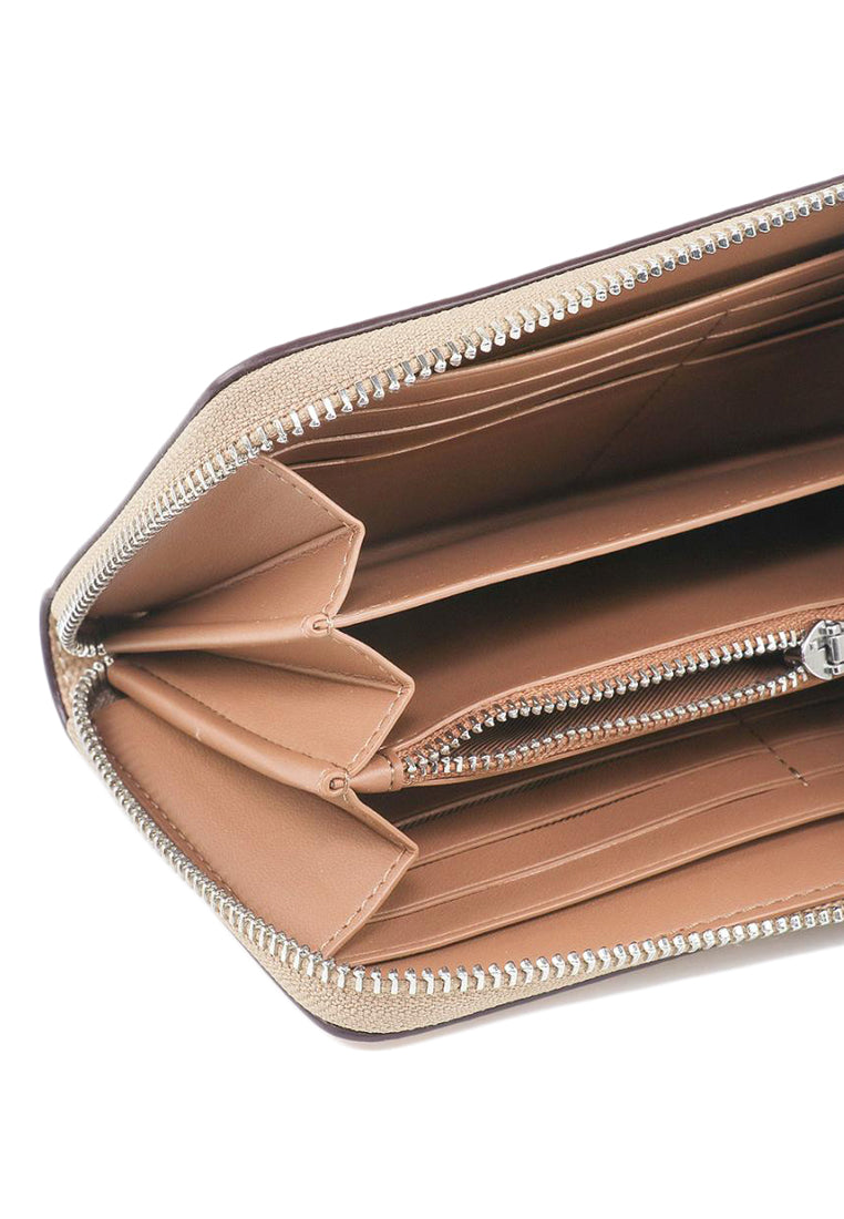 Coach Long Zip Around Wallet In Signature Canvas - Sand/Taupe