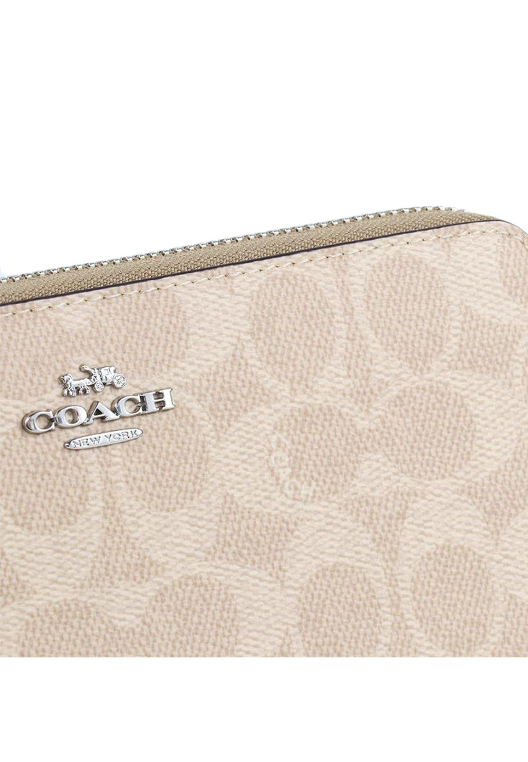 Coach Long Zip Around Wallet In Signature Canvas - Sand/Taupe