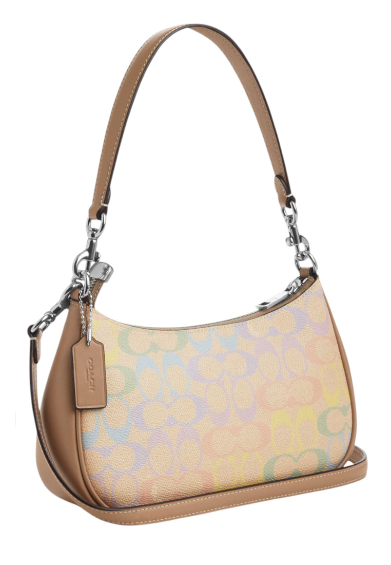 Coach Teri Shoulder Bag In Rainbow Signature Canvas - Sand Multi(SHW)