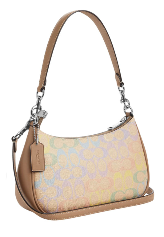 Coach Teri Shoulder Bag In Rainbow Signature Canvas - Sand Multi(SHW)