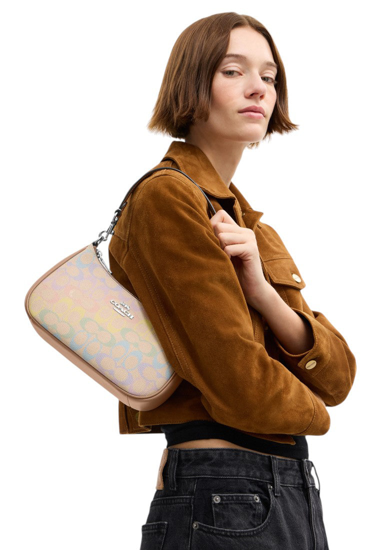 Coach Teri Shoulder Bag In Rainbow Signature Canvas - Sand Multi(SHW)
