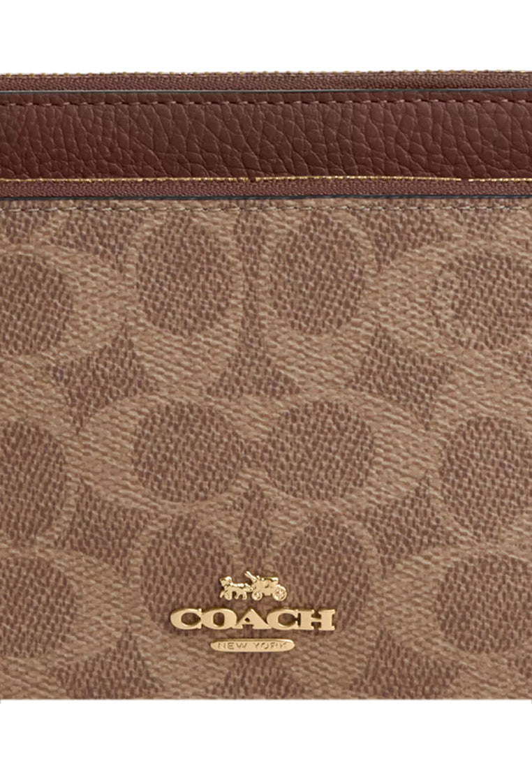 Coach Double Zip Wallet In Signature Canvas - Tan/Brown