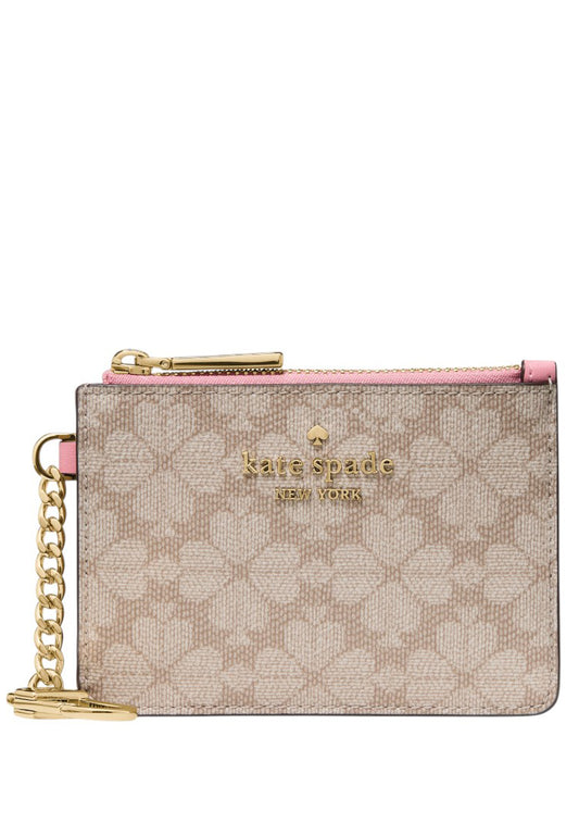 Kate Spade Spade Flower Key Ring Card Holder - Dark Beige Grapefruit Multi