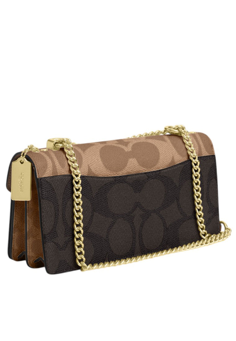Coach Klare Envelope Crossbody Bag In Blocked Signature Canvas - Walnut/Tan