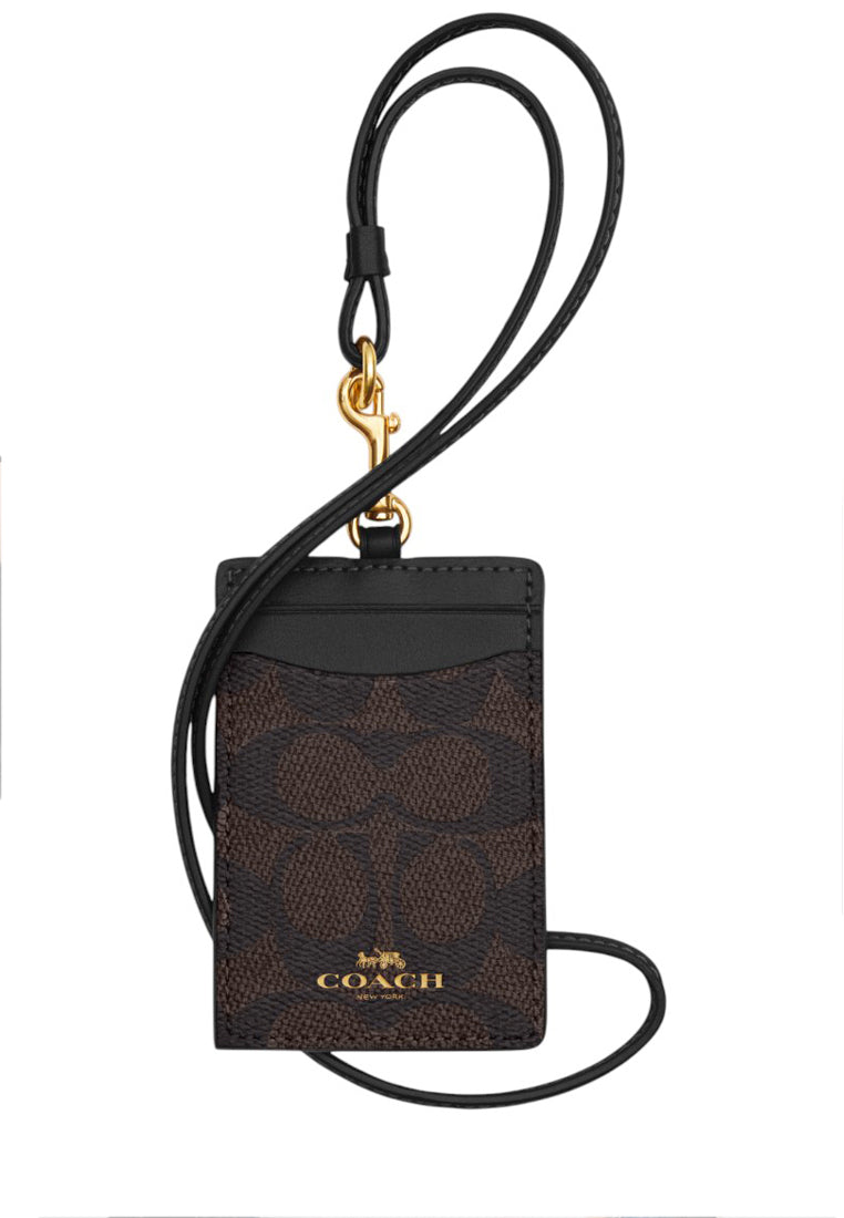Coach ID Lanyard In Signature Canvas - Walnut/Black
