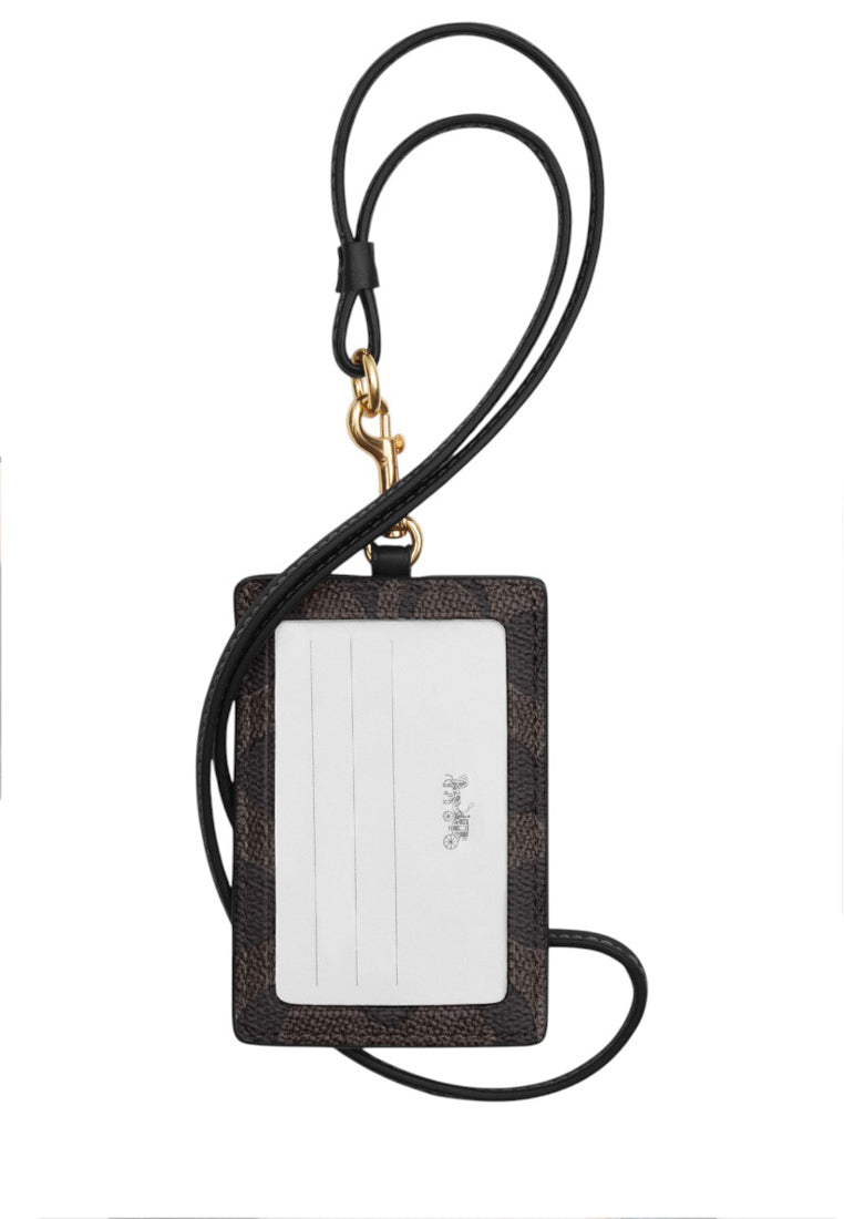Coach ID Lanyard In Signature Canvas - Walnut/Black