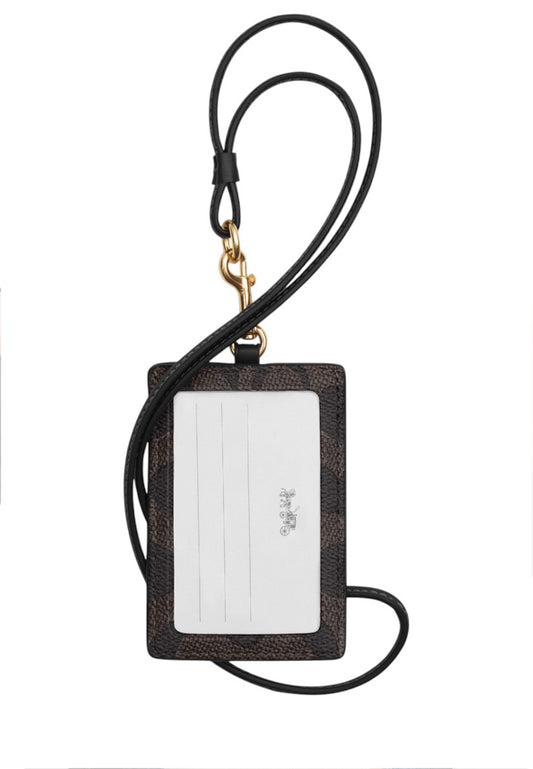 Coach ID Lanyard In Signature Canvas - Walnut/Black