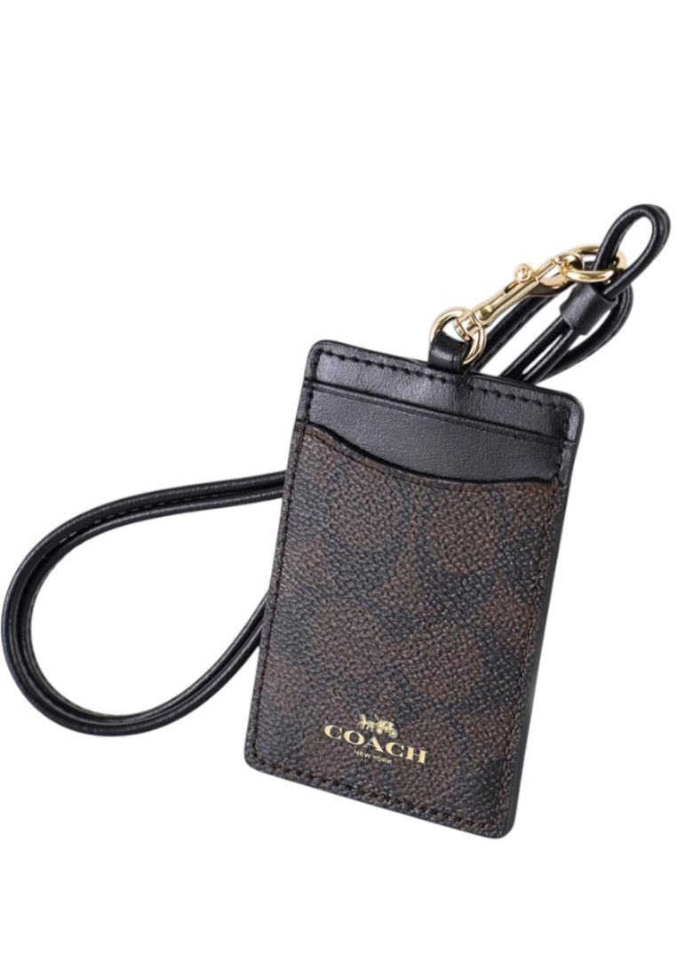 Coach ID Lanyard In Signature Canvas - Walnut/Black