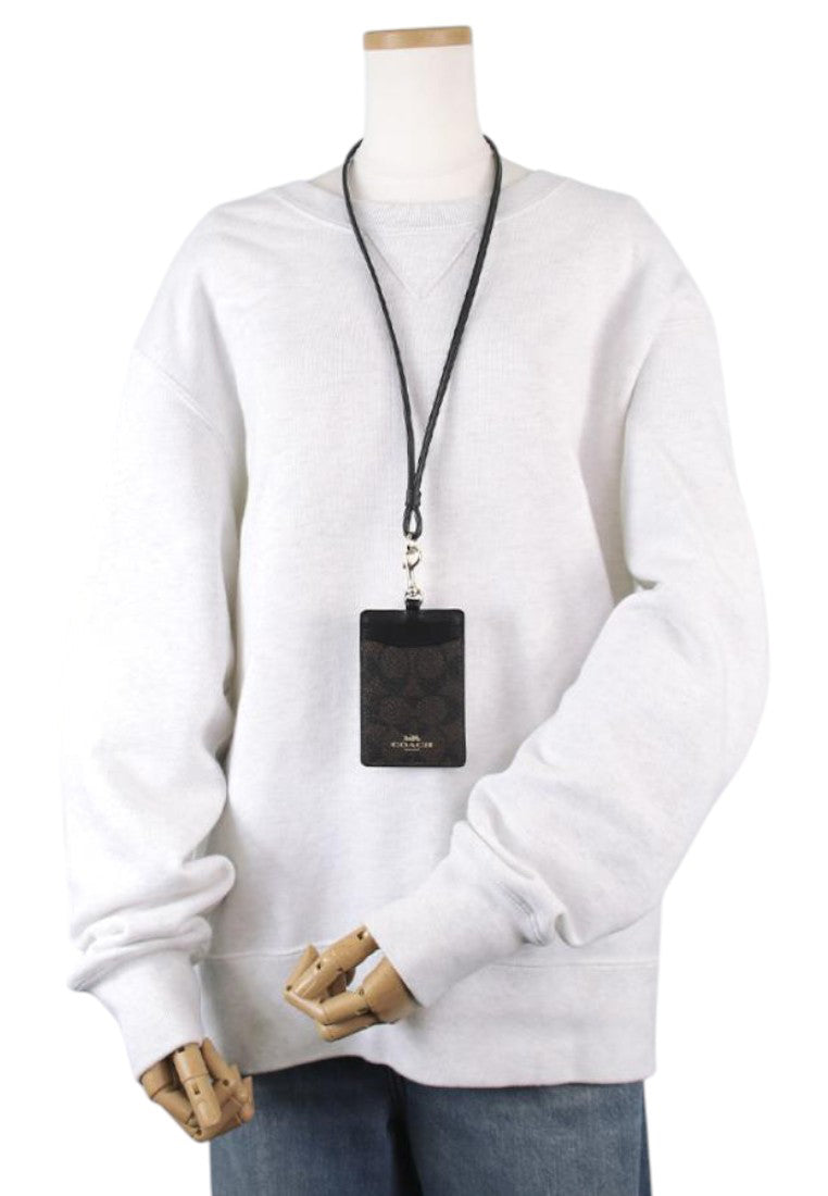 Coach ID Lanyard In Signature Canvas - Walnut/Black