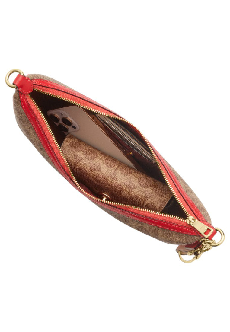 Coach Aria Shoulder Bag In Signature Canvas - Tan/Red