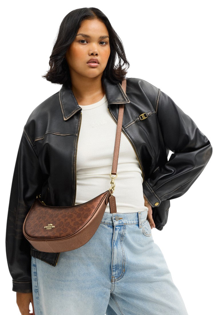 Coach Aria Shoulder Bag In Signature Canvas - Copper
